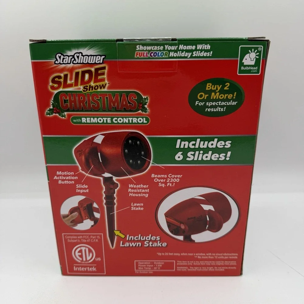 Star Shower Slide Show Christmas LED Projector w/ Remote 6‎ Different Slides